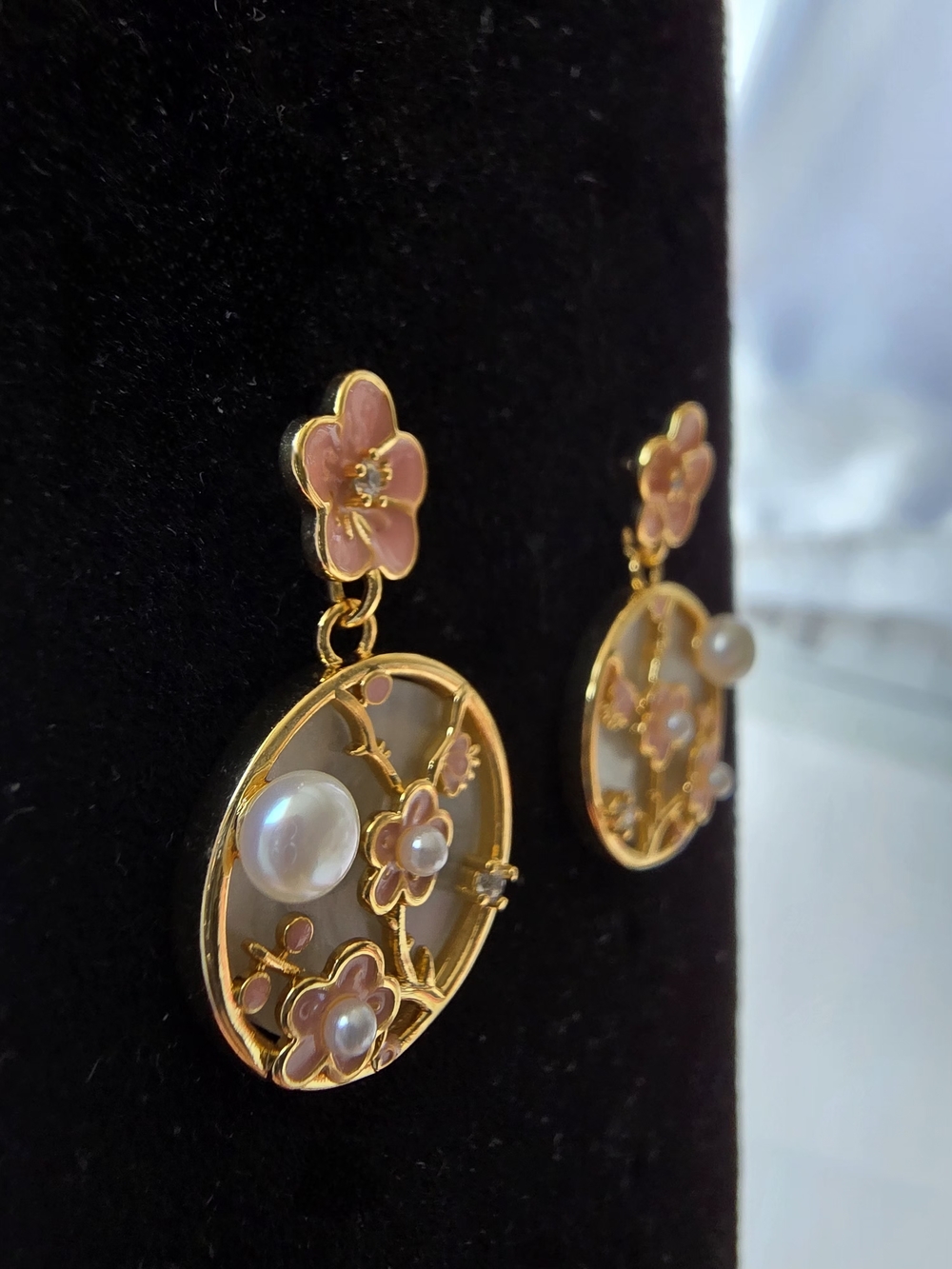 Blossom Floral Drop Earrings,S925 Needle Freshwater Pearl -Women‎ Jewelry